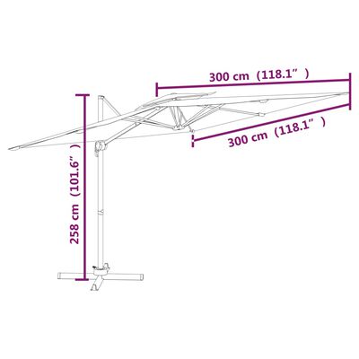 vidaXL Sombrilla colgante de doble techo rojo burdeos 300x300 cm