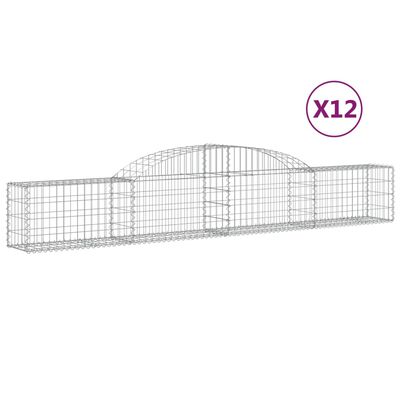 vidaXL Cestas de gaviones 12 uds forma de arco hierro 300x30x40/60 cm