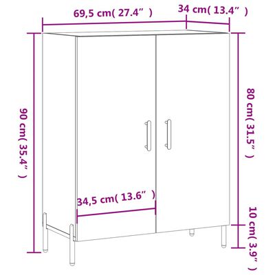 vidaXL Aparador de madera de ingeniería negro 69,5x34x90 cm