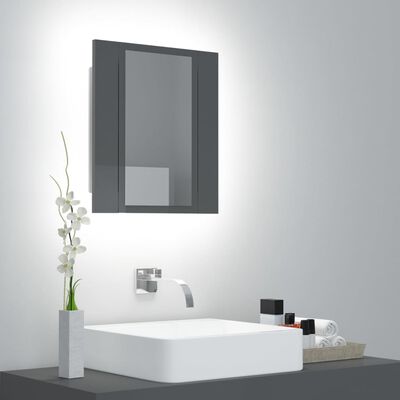 vidaXL Armario espejo baño luz LED acrílico gris hormigón 40x12x45 cm