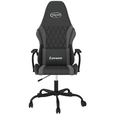 vidaXL Silla gaming cuero sintético negro y gris