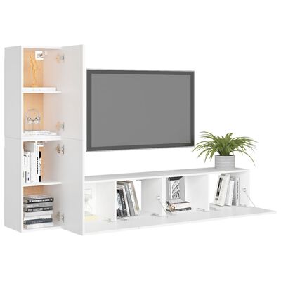 vidaXL Set de muebles de salón TV 4 piezas madera de ingeniería blanco