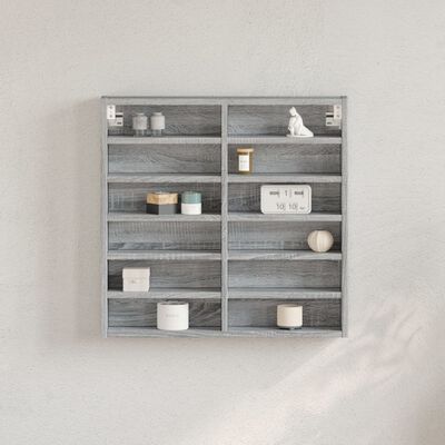 vidaXL Vitrina de madera de ingeniería gris Sonoma 60x8,5x58 cm