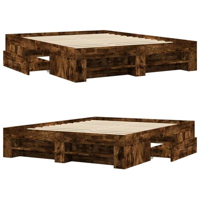 vidaXL Estructura de cama madera de ingeniería roble ahumado 160x200cm