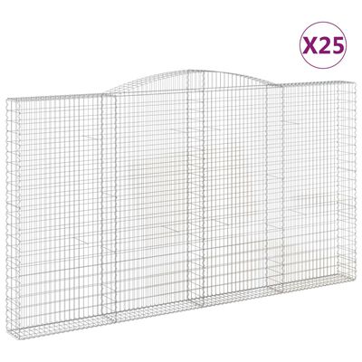 vidaXL Cestas de gaviones 25 uds forma de arco hierro 400x30x220/240cm