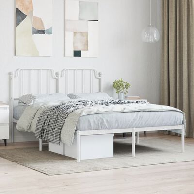 vidaXL Estructura cama sin colchón con cabecero metal blanco 140x200cm