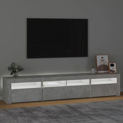 vidaXL Mueble de TV con luces LED gris hormigón 210x35x40 cm