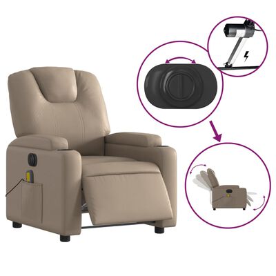 vidaXL Sillón reclinable de masaje eléctrico cuero sintético capuchino