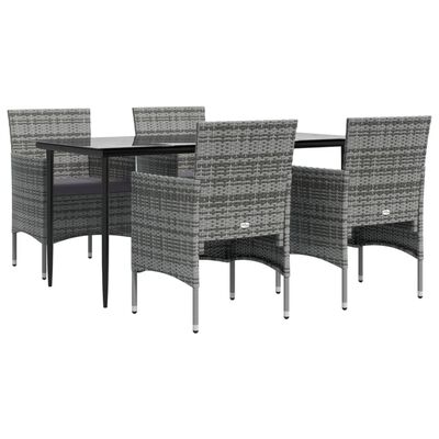 vidaXL Juego de comedor para jardín 5 piezas con cojines gris y negro