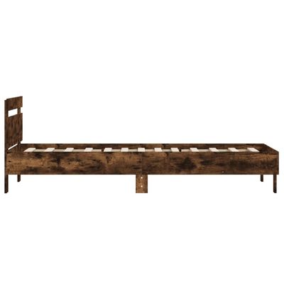 vidaXL Cama con cabecero madera de ingeniería roble ahumado 100x200 cm