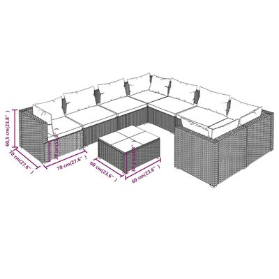 vidaXL Set muebles de jardín 9 piezas y cojines ratán sintético marrón