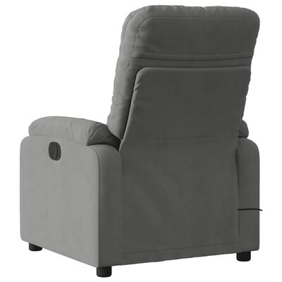 vidaXL Sillón reclinable de masaje tela de microfibra gris oscuro