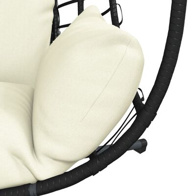 vidaXL Silla colgante huevo con soporte ratán y acero beige