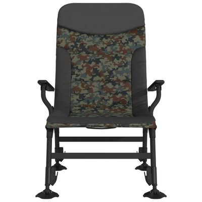 vidaXL Silla de pesca con reposabrazos plegable camuflaje