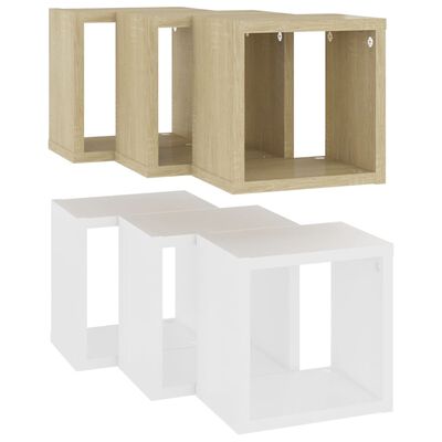 vidaXL Estantes de cubo de pared 6 uds blanco roble 22x15x22 cm