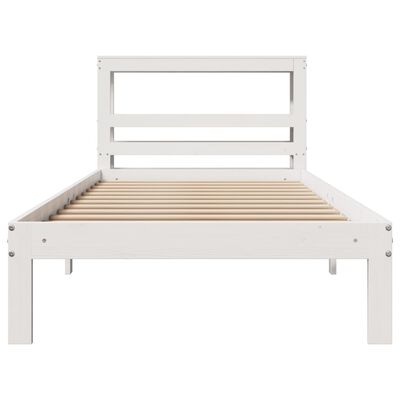 vidaXL Estructura de cama con cabecero madera pino blanco 75x190 cm