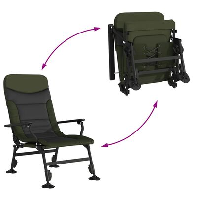 vidaXL Silla de pesca con reposabrazos plegable verde