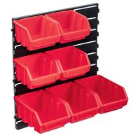 vidaXL Kit de cajas de almacenaje 8 pzas panel de pared rojo negro