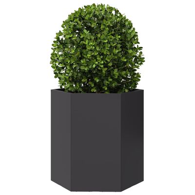 vidaXL Jardinera hexagonal acero negra 46x40x45 cm