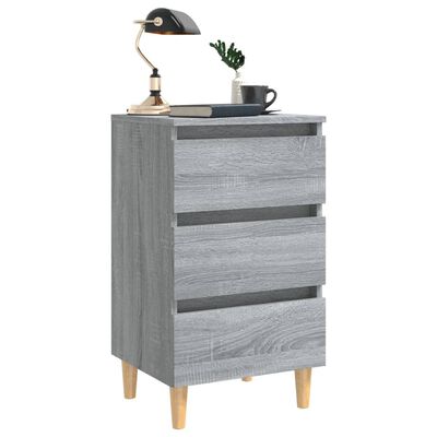 vidaXL Mesita de noche con patas madera maciza gris Sonoma 40x35x69 cm