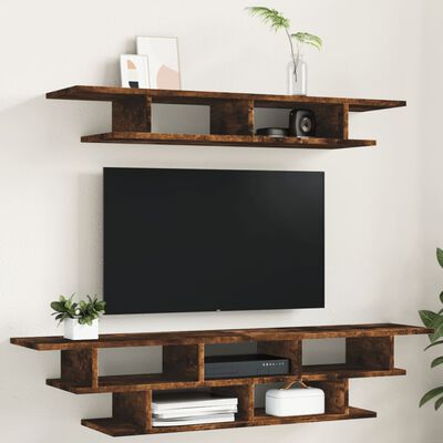 vidaXL Muebles de TV de pared madera de ingeniería marrón roble