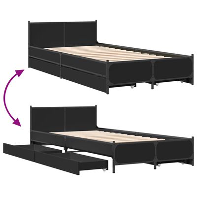 vidaXL Cama con cajones madera de ingeniería negro 90x190 cm