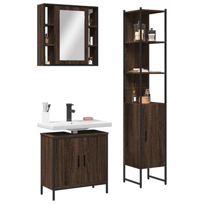 vidaXL Set de muebles de baño 3 pzas madera contrachapada roble marrón