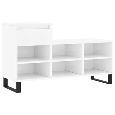 vidaXL Mueble zapatero madera contrachapada blanco brillo 102x36x60 cm