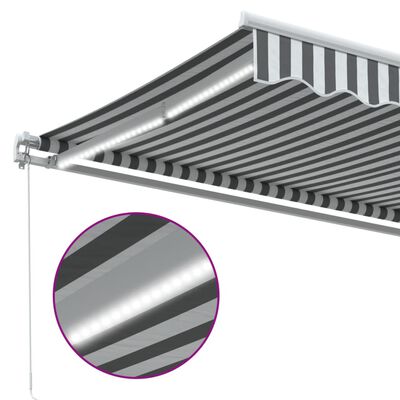 vidaXL Toldo retráctil manual luz LED antracita y blanco 500x300 cm