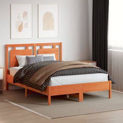 vidaXL Cabecero de cama madera maciza de pino marrón cera 135 cm