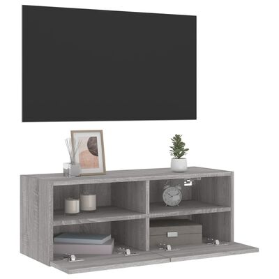 vidaXL Mueble de pared TV madera de ingeniería Sonoma gris 80x30x30 cm