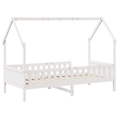 vidaXL Cama con forma de casa de niños madera maciza blanca 80x200 cm