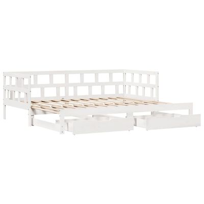 vidaXL Sofá cama nido con cajones madera maciza pino blanca 80x200 cm