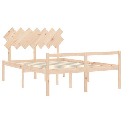 vidaXL Cama de matrimonio para personas mayores cabecero madera maciza