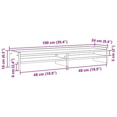 vidaXL Soporte de pantalla madera ingeniería marrón roble 100x24x16 cm