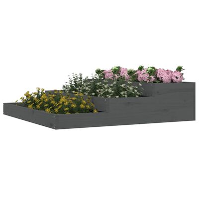 vidaXL Jardinera de madera maciza de pino gris 107x107x27 cm