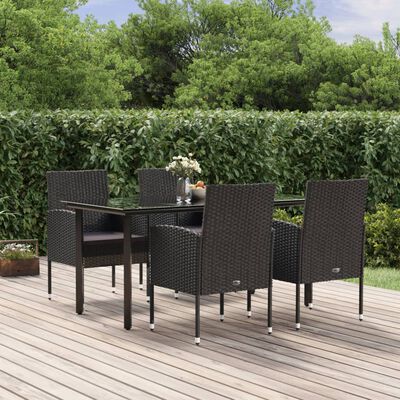 vidaXL Set de muebles jardín 5 pzas con cojines ratán sintético negro