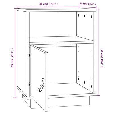 vidaXL Mesitas de noche 2 uds madera de pino marrón miel 40x34x55 cm