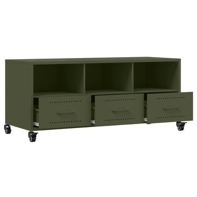 vidaXL Mueble de TV de acero verde oliva 100,5x39x43,5 cm