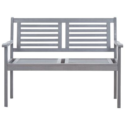 vidaXL Banco de jardín 2 plazas madera eucalipto gris y cojín 120 cm