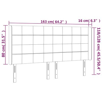 vidaXL Cabecero con LED de terciopelo azul oscuro 163x16x118/128 cm