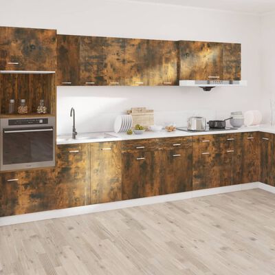 vidaXL Armario bajo de cocina madera ingeniería roble ahumado