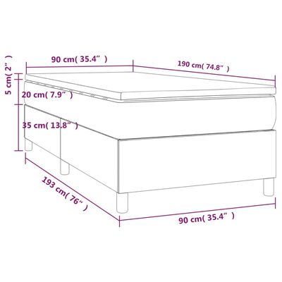 vidaXL Cama box spring con colchón cuero sintético gris 90x190 cm