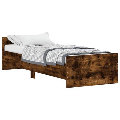 vidaXL Estructura cama sin colchón madera roble ahumado 75x190 cm