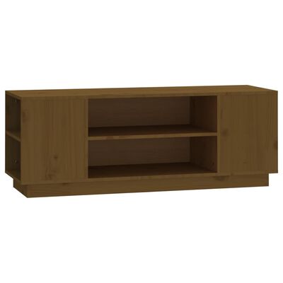 vidaXL Mueble de TV madera maciza de pino marrón miel 110x35x40,5 cm