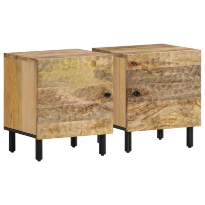 vidaXL Mesitas de noche 2 uds madera maciza de mango 40x33x46 cm