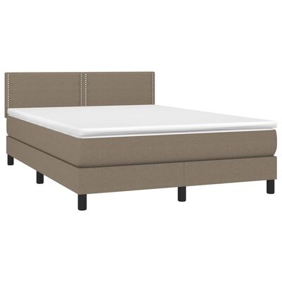 vidaXL Cama box spring colchón y luces LED tela gris taupe 140x190 cm