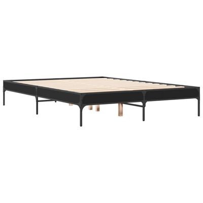 vidaXL Estructura de cama madera de ingeniería y metal negro 135x190cm