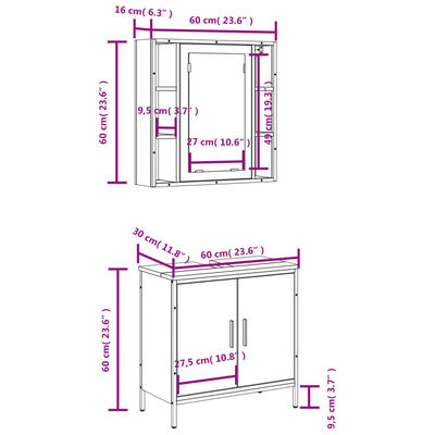 vidaXL Set de muebles baño 2 pzas madera contrachapada marrón roble