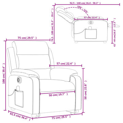 vidaXL Sillón de masaje eléctrico reclinable elevable tela taupé